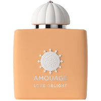 Amouage Love Delight perfume bottle on a white background