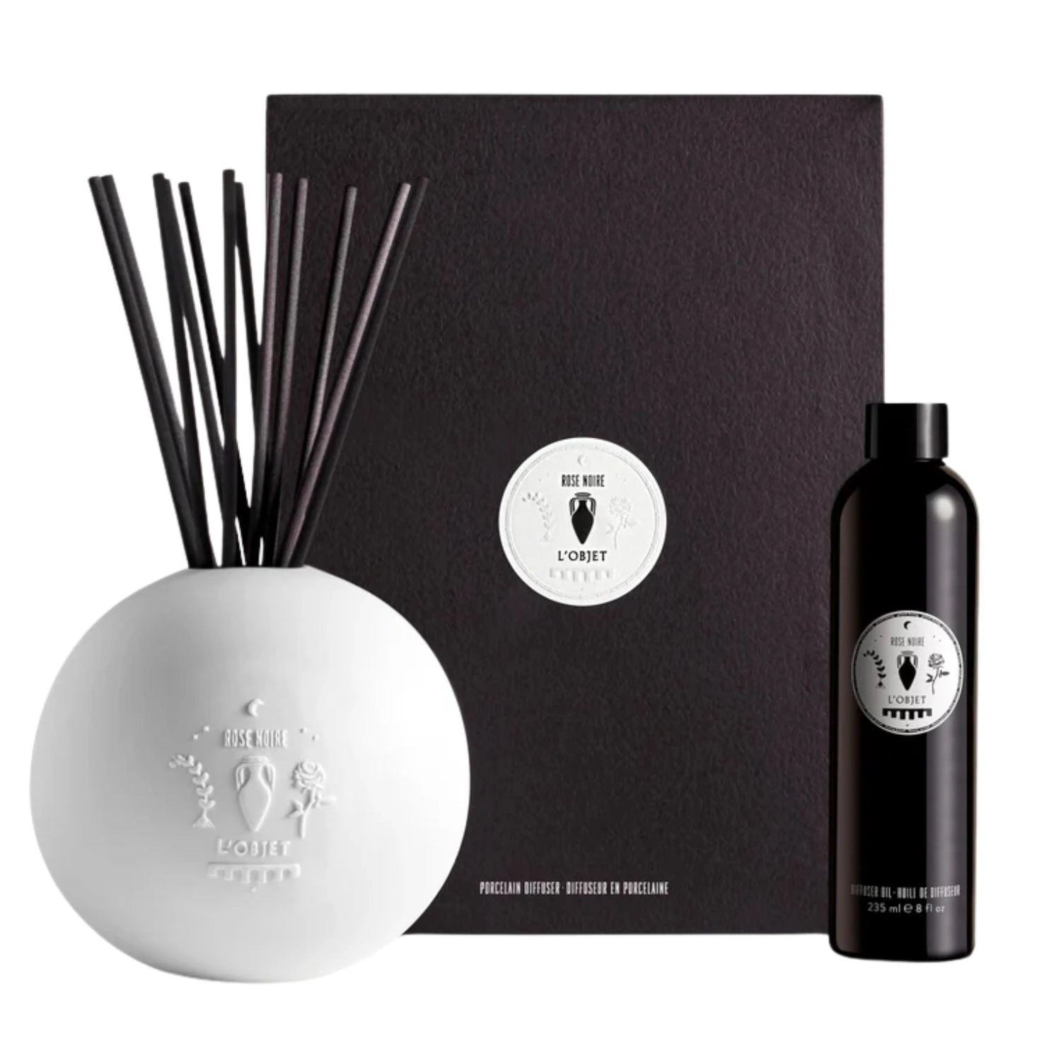 Rose Noir Porcelain Diffuser Set