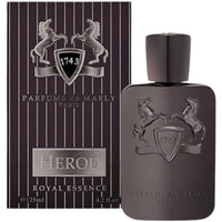 Parfums de Marly Herod Eau de Parfum bottle with a matte dark brown finish, embossed horse crest and matching dark brown cap.