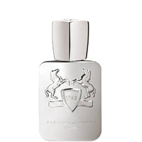 Parfums de Marly Pegasus Eau de Parfum bottle featuring a matte silver finish with the signature embossed horses and crest.