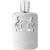 Parfums de Marly Pegasus Eau de Parfum bottle featuring a matte silver finish with the signature embossed horses and crest.